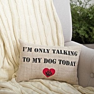 New Tan Throw Pillow 12" Only Talking to my Dog